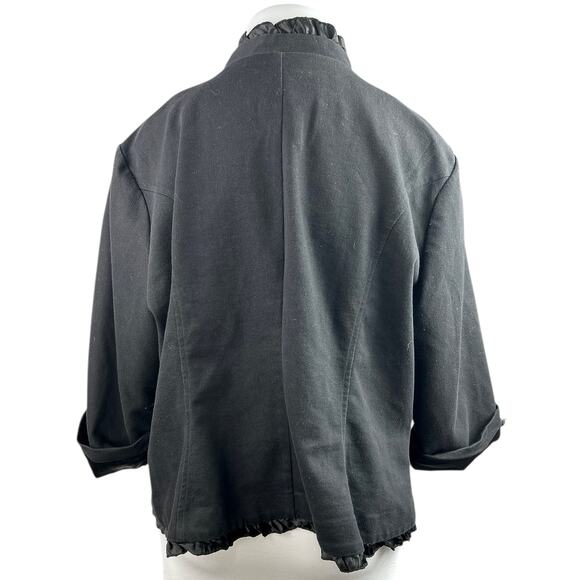 Maurices Women's Black Long Sleeve Ruffle Buttons Military Blazer Coat Jacket 3 - Picture 2 of 5